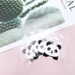 50pcs Self-Adhesive Bags Transparent Cute Panda Self-Adhesive Bags for DIY Jewelry Display Handmade Cookies Candy Packaging