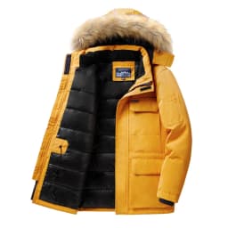 High-quality Winter New Model Solid-color Detachable Hat Warm and Cozy Cotton Coat with a Fur Collar for Men Outerwear