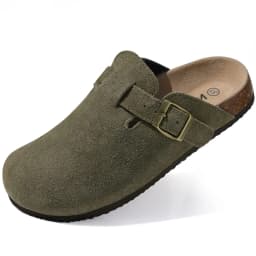 Comwarm Buckle Clogs For Women Men New Genuine Suede Clogs with Arch Support Soft Cork Footbed Mules Fashion Thick Beach Sandals