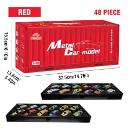 Christmas Gift 48 Pieces Alloy Racing Car Models Scale Cars Set Container Storage Toy Metal Trucks Vehicles Model for Kids