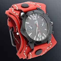 Men's Punk Rock Style Large Dial Quartz Watch Vintage Multi Layer Hand Stitched Cowhide Strap