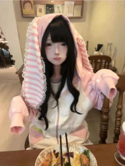 Dot Print Patchwork Women Grunge Hoody Top Rabbit Ears Japanese Kawaii Loose Hoodies Y2k Aesthetic Fairy Strawberry Sweatshirt