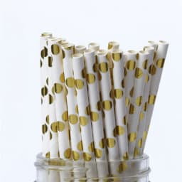 Gold Rose Gold Paper Straws Strip Dot Drinking Straw Disposable Tableware Party Supplies Wedding Birthday Party Decoration Kids