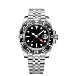 40MM Custom Logo New Men Quart Wristwatch Jubilee Stainless Quartz GMT Watch Sapphire Glass Men Watches Waterproof Luminous