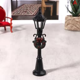 Miniature Christmas Street Lamp Post LED Lights Park Bench & Streetlight Micro Landscape Fairy Garden Ornament Dollhouse Decor