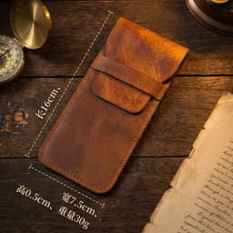 Cowhide Pen Case Holder Handmade Fountain Multi Pens Pouch Vegetable tanned leather Simple Pen Protective Sleeve Cover