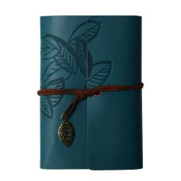 Vintage Leaf Hand Book Faux Leather Notebook - 75 Sheets Kraft Paper Leather Bound Daily Notepad for Lined Paper