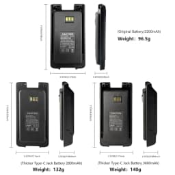TYT MD-UV390 Plus Battery 2800/3600mAh Enlarge Thicker Battery Pack Compatible With MD-390 MD-680 MD-358 TH-UV8200 Two Way Radio