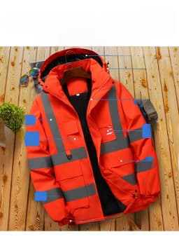 High-Speed Reflective Thickened Cotton Jacket Men's Fleece-Lined Printed Workwear Winter Outdoor Style Removable Hat Business...