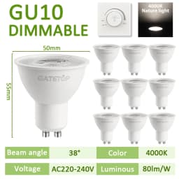 10pcs LED Spotlight GU10 Light Bulb Dimmable 220V 3000K 4000K 6000K 50W Halogen Replacement for Landscape Track Lighting