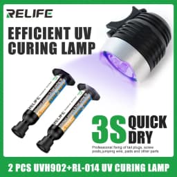 2PCS RELIFE RL-UVH902 10ML UV 3S Quick-drying Solder Mask Ink for Mobile Phone Repair Jumping Wire + RL-014 UV curing light tool