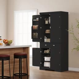 72" Tall Kitchen Pantry Storage Cabinet, Kitchen Storage Cabinet with a Large Drawer, 2 Cabinets, 6 Door Shelves for Kitchen
