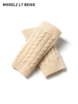 100% Real Cashmere Autumn Winter Thick Cable Gloves Mitten Fingerless Warm Wrist Length Thumb Hole Mitts Classic Female Elegant