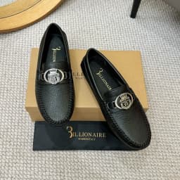 BILLIONAIRE Men Shoes Lychee Patterned Calf Leather High-Quality outdoors European big size 38-46 Metal Old Money Newly rich