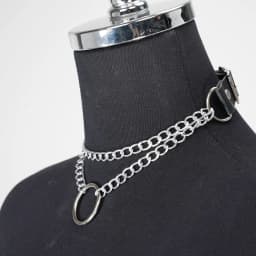 Punk Gothic Black PU Leather Chain Collar Choker For Women Adjustable Decor For Daily Cosplay Rave Club Festival Party Outfit