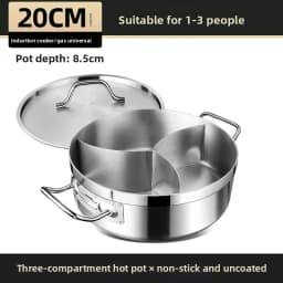 Stainless Steel Dual Hot Pot | Thickened Large-Capacity Pot for Home & Induction Cooking