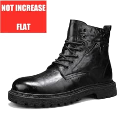 6cm Invisible Height Increasing Men Boots Leather Outdoor Autumn Winter Shoes Warm Non-Slip Comfortable Elevator Ankle Boots