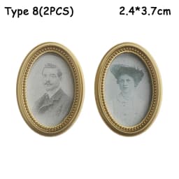 1:12 Scale Vintage Gloden Frames Miniature Oil Painting Dollhouse Ornament Mini Picture Retro Mirror Kids Toys Doll Accessories