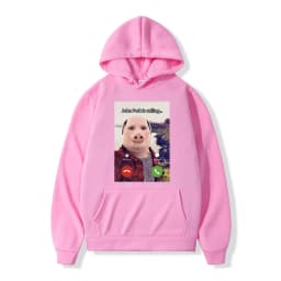 John Pork Is Calling Answer Call Phone Hoodie Humor Funny Pig Meme Graphic Hoodies Fashion Long Sleeve Loose Man Sweatshirt
