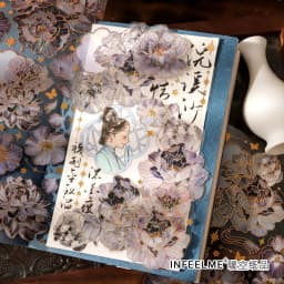 3 Sheets/pack Sky Light Flower Shadow Series 3D Color Hot Gilding PET Stickers China Retro Plants Scrapbook Decorations