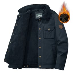 Winter Washed Sherpa Fleece Jacket Men's Thick Warm Casual Outerwear