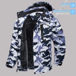 TACVASEN Men's Ski Parka Jacket Waterproof Fleece Lined Insulated Thermal Snowboard Sports Work Winter Jacket with Detached Hood