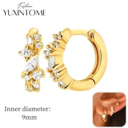 925 Sterling Silver Ear Needle Hoop Earrings Crystal Circle Small Huggie Earrings for Women Simple Females Girls Jewelry