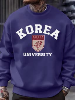 Korea University Pattern Men Sweatshirt Autumn Hip Hop Pullovers Loose Fashion Unisex Sweatshirts Soft Fleece Sportswears