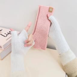Women's Solid Color Knitted Warm Gloves Simple Outdoor Riding Half Finger Stretch Gloves Touch Screen Open Finger Winter Mittens