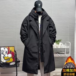 For Men's Autumn and Winter Vacation Two Mid-length Hooded Coats Overcoats Can Help You Overcome The Cool Mature Style Outerwear