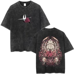Washed Vintage Game Hollow Knight Double Sided Print T-shirt Men Women Fashion Casual T-shirts Oversized Short Sleeve T Shirts