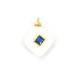 1 Piece Brass Charms Natural Stone 18K Gold Plated Geometric Cubic Zirconia Round Rhombus Shape Pendant DIY Necklace Making