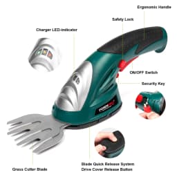 POSENPRO 7.2V 2in1 Cordless Grass and Shrub Shears Hedge Pruning Trimmer 1.5Ah Li-ion Battery Garden Tool 2 Different Blades