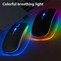 GOOJODOQ Bluetooth + 2.4G Dual-mode Mouse Rechargeable Colorful Light 800-1200-1600 DPI Noiseless Click Ergonomic Design