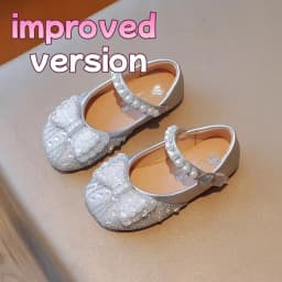 Size 23-34 Silver Bow Cute Princess Flat Shoes for Teenage Girls Casual Low Vamp Student Performance Dance Shoes