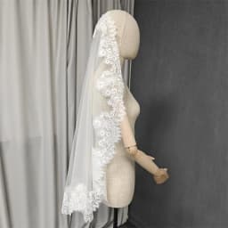 Customized Mantilla Veil with Eyelash Lace, Single Tier 1m/1.5m/2m Wedding Veil with Hidden Comb, Eyelash Lace Ivory Bridal Veil