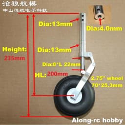 RC Airplane Part Height 150-240mm D4 D5 Strengthened Damping Kneeling Landing Gear with 70mm Wheel for 5-10kg Aircraft EDF Plane