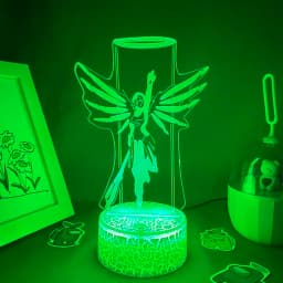 Overwatches OW Game Figure Mercy 3D Led Neon Night Lights Birthday Gift For Friends Gaming Room Table Cool Decor Mercy Lava Lamp