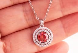 1 CT Real D Color VVS Moissanite Pendant Necklace For Women Red Blue Color Moissanite 925 Sterling Silver Wedding Fine Jewelry