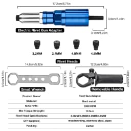 2.4-4.8mm Electric Rivet Gun Adapter High Efficiency Cordless Home Riveting Nut Machine Tool For Electric Drill