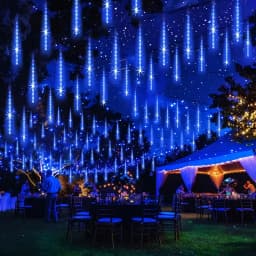 Solar Meteor Shower Lights 30CM8Tubes-50CM8Tubes Warm White Blue Colorful LED String IP54 Waterproof 8 Modes Garden Christmas