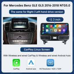 12.3'' Multimedia Display For BenzML W166 GL X166 GLE GLS 2012-2018 Touch Screen Wireless Carplay Navigation Android Auto