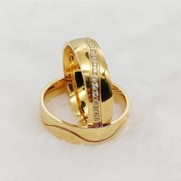 Eternity Promise Couple Wedding Rings For Men And Women Love Bands Alliance Cubic Zirconia 18k Gold Plated Titanium Jewelry