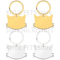 10Pcs Customizable Cute Pet Stainless Steel Tag Key Ring Pendant Charm Anti-Lost Collar Accessories