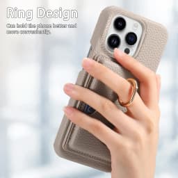 Leather Ring Support Phone Case for IPhone 17 Air 16E 18 16 15 14 13 12 11 Pro Max Plus Wallet with Card Holder Shockproof Cover