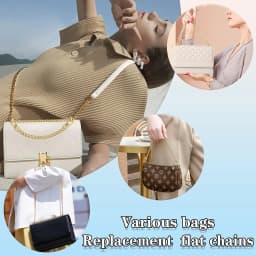Purse Chain Strap Flat Chain Strap Handbag Chains with Metal Buckles for Wallet Purse Bags Replacement Strap