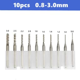 10pcs PCB Corn End Milling Cutter 0.5-3.175mm, 3.175mm (1/8) Shank Hard Alloy PCB Milling Cutter CNC Cutting Milling Cutter