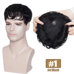S-noilite 16x19cm Men Toupee Human Hair Replacement System Hair Toppers Hairpiece 4Inch Hair Wig Extensions Male Hair Prosthesis