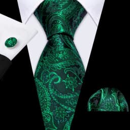 Barry.Wang Green Mint Teal Men Tie Hanky Cufflinks Set Jacquard Olive Sage Lawn Cyan Necktie for Male Wedding Business Gift