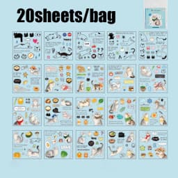 20pcs Corner Cats PET Square Sticker Book for Journal Scrapbooking Planner Decoration Waterproof Cute Animal Stickers, Mr. Paper